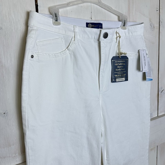 DEMOCRACY "Ab-Solution" Skyline Barely Boot White Denim Scallop Hem Jeans Sz 16P - Picture 4 of 14